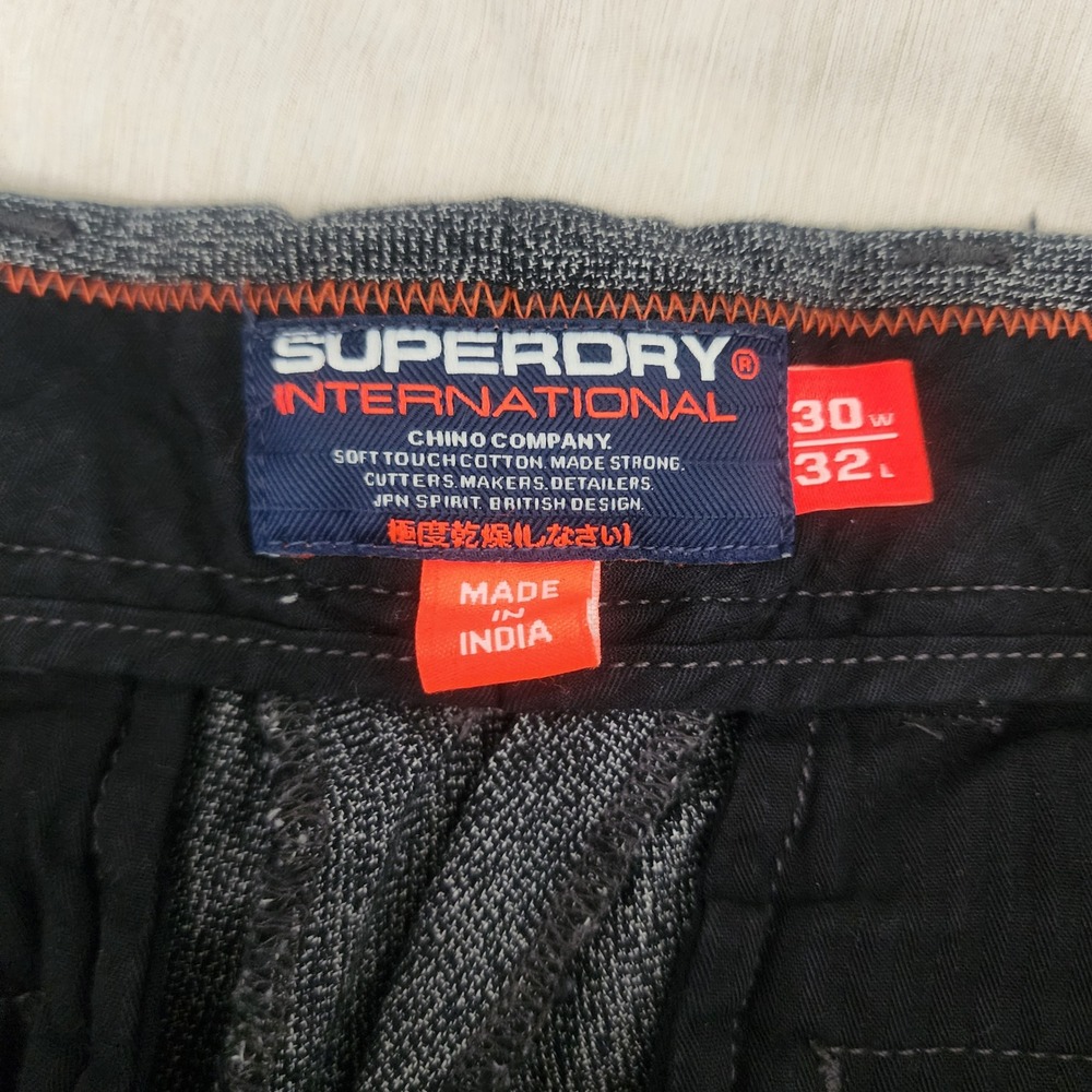 Superdry Chino Pants Mens 30x32 Grey Excellent Slim Textured Cotton M70000KR - Picture 2 of 11